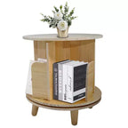 Étagère à livres rotative à 360° en pin Slickblue, étagère ronde autoportante à 1/3/4 niveaux pour livres, jouets et décoration