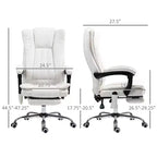 Chaise de bureau de massage Vinsetto à 6 points et chauffante, chaise d'ordinateur inclinable avec hauteur et repose-pieds réglables, blanche