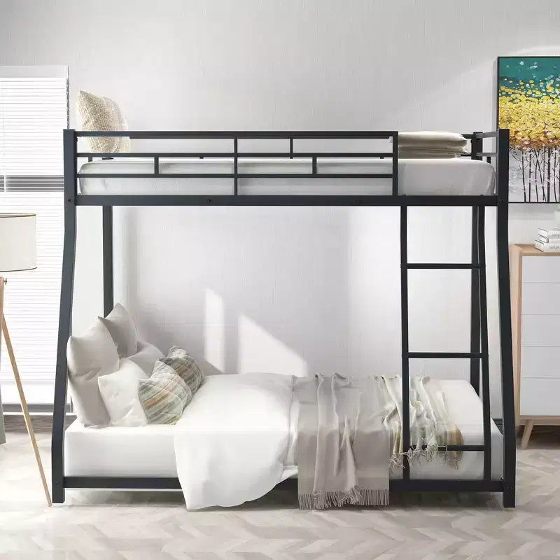 Lits superposés en métal jumeaux sur lits doubles avec lit gigogne, cadre de lit superposé bas robuste pour enfants, adolescents et adultes, noir