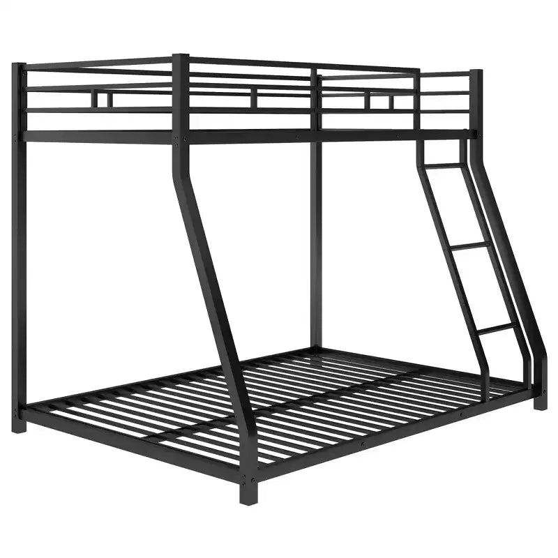 Lits superposés en métal jumeaux sur lits doubles avec lit gigogne, cadre de lit superposé bas robuste pour enfants, adolescents et adultes, noir
