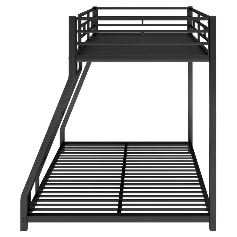 Lits superposés en métal jumeaux sur lits doubles avec lit gigogne, cadre de lit superposé bas robuste pour enfants, adolescents et adultes, noir