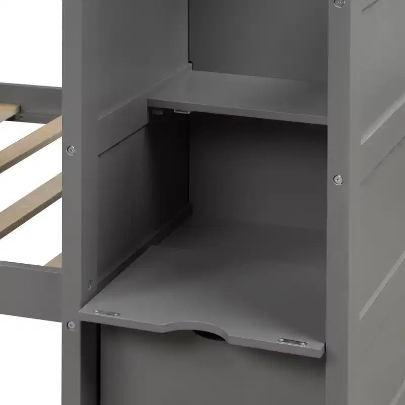 Lits superposés jumeaux avec escalier et tiroirs pour enfants, lits superposés en bois jumeaux avec escalier et armoire de rangement