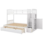 Lits superposés jumeaux avec escalier et tiroirs pour enfants, lits superposés en bois jumeaux avec escalier et armoire de rangement