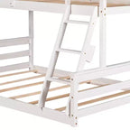 Lit superposé double sur plein en bois, Cadre de lit maison en bois massif avec échelle intégrée, Convertible en 2 lits, Lit superposé bas pour enfants et adolescents