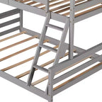 Lit superposé double sur plein en bois, Cadre de lit maison en bois massif avec échelle intégrée, Convertible en 2 lits, Lit superposé bas pour enfants et adolescents