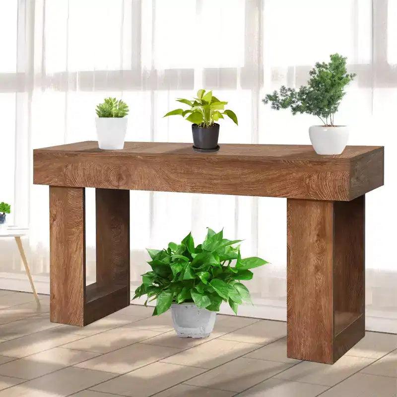 Solid Wood Console Table for Entryway, 63 Farmhouse Entryway Sofa Table Behind Couch, Rectangular Accent Tables for Living Room Hallway, Foyer