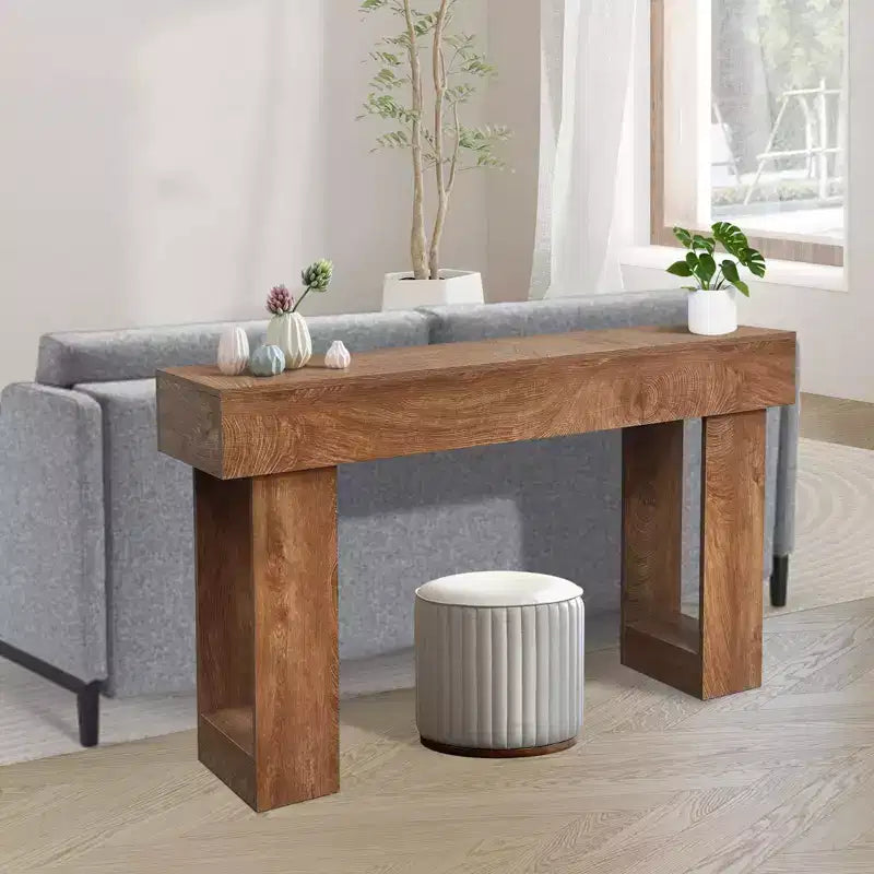 Console en bois massif pour entrée, Table de canapé de style ferme de 63 pouces pour l'arrière du canapé, Tables d'appoint rectangulaires pour salon, couloir, foyer
