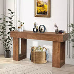 Console en bois massif pour entrée, Table de canapé de style ferme de 63 pouces pour l'arrière du canapé, Tables d'appoint rectangulaires pour salon, couloir, foyer