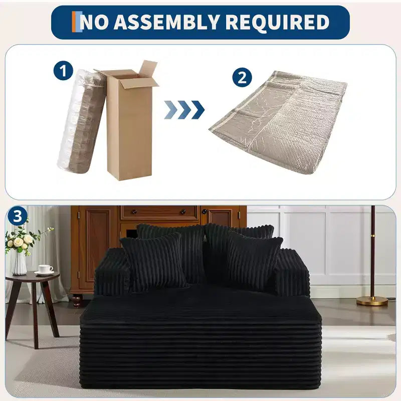 Chaise longue de 155 cm, canapé rembourré extra-large et surdimensionné avec oreillers, canapé de lecture fauteuils en fausse fourrure moelleuse Canapés nuage