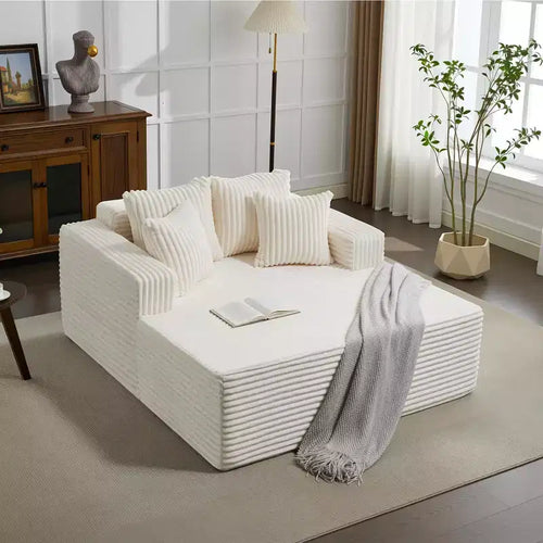 Chaise longue de 155 cm, canapé rembourré extra-large et surdimensionné avec oreillers, canapé de lecture fauteuils en fausse fourrure moelleuse Canapés nuage