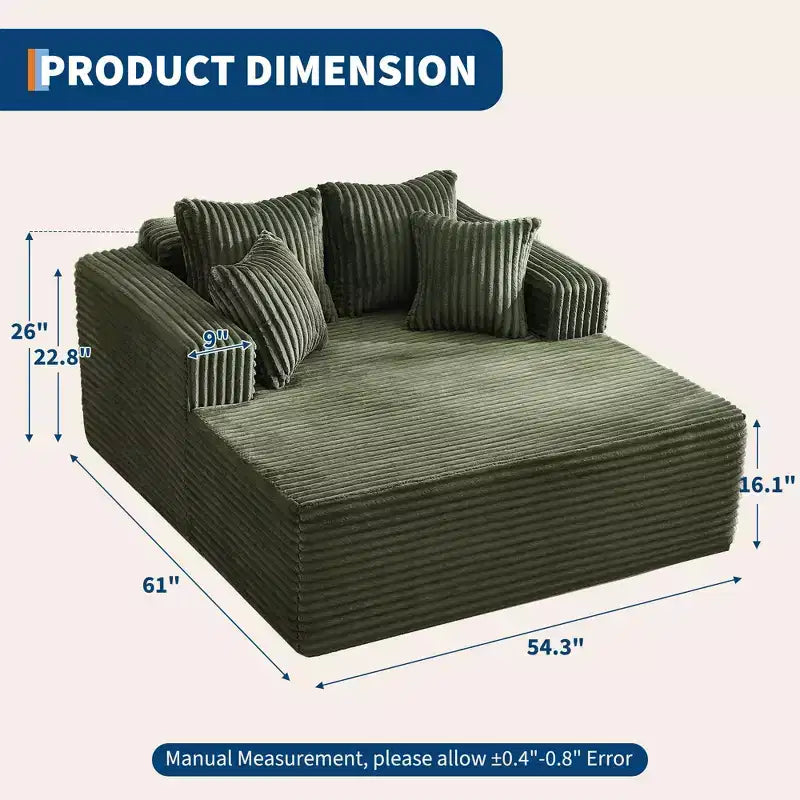 Chaise longue de 155 cm, canapé rembourré extra-large et surdimensionné avec oreillers, canapé de lecture fauteuils en fausse fourrure moelleuse Canapés nuage