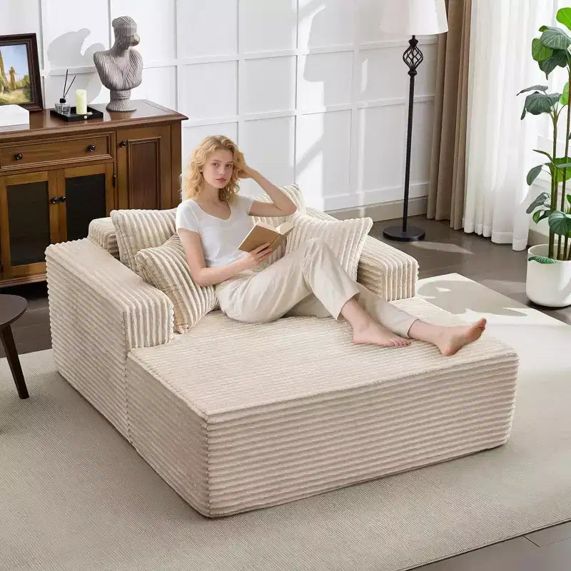 Chaise longue de 155 cm, canapé rembourré extra-large et surdimensionné avec oreillers, canapé de lecture fauteuils en fausse fourrure moelleuse Canapés nuage