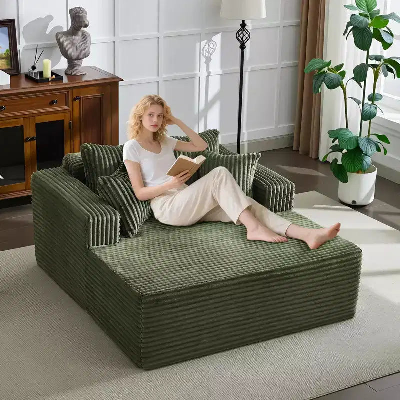 Chaise longue de 155 cm, canapé rembourré extra-large et surdimensionné avec oreillers, canapé de lecture fauteuils en fausse fourrure moelleuse Canapés nuage