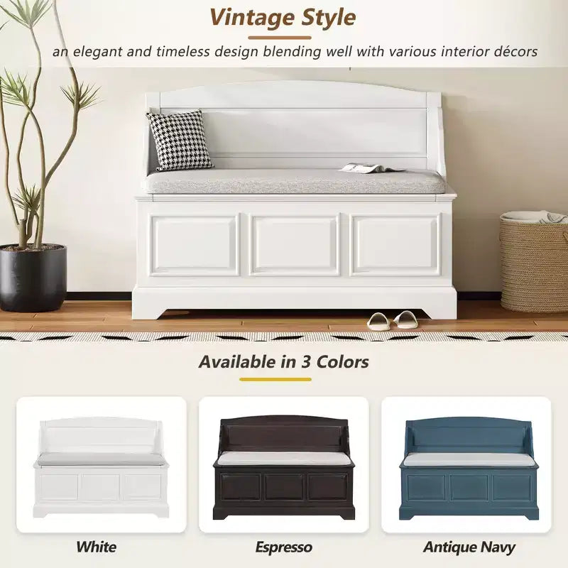Banc de rangement pour chaussures GDFStudio Ruth de style moderne du milieu du siècle avec rangement dissimulé et coussin en lin