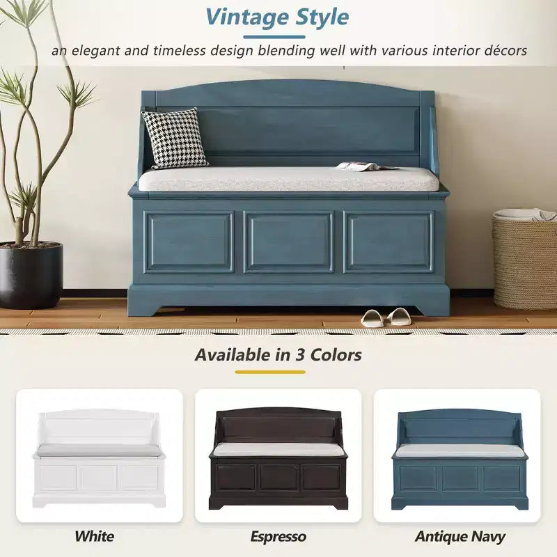 Banc de rangement pour chaussures GDFStudio Ruth de style moderne du milieu du siècle avec rangement dissimulé et coussin en lin