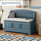 Banc de rangement pour chaussures GDFStudio Ruth de style moderne du milieu du siècle avec rangement dissimulé et coussin en lin