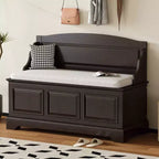 Banc de rangement pour chaussures GDFStudio Ruth de style moderne du milieu du siècle avec rangement dissimulé et coussin en lin