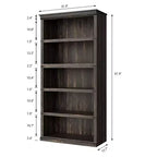 Bibliothèque de ferme à 5 étagères, avec rangement, étagères ouvertes, étagères de rangement, bibliothèques en bois de 81 cm de large pour bureau, bibliothèque