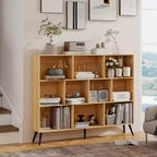 COZONY Étagère 10 cubes à 3 niveaux avec 5 pieds en fer, étagère de rangement ouverte autoportante en bois pour la maison, le bureau, le salon, la chambre