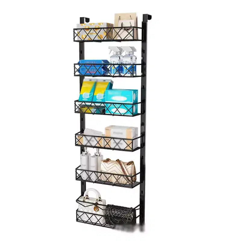6-Tier Pantry Door Organizer, Over The Door Pantry Organizer Rack , Hanging Rack for Cabinet, Large Capacity Seasoning Organizer Shelves for Kitchen
