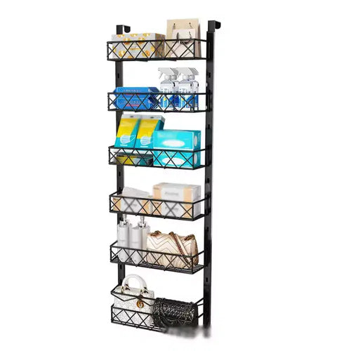 6-Tier Pantry Door Organizer, Over The Door Pantry Organizer Rack , Hanging Rack for Cabinet, Large Capacity Seasoning Organizer Shelves for Kitchen