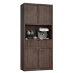 Meuble de rangement haut de cuisine de 178 cm, meuble de rangement en bois cannelé avec étagères réglables, meuble de rangement de salle de bain autoportant