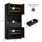 Meuble de rangement haut de cuisine de 178 cm, meuble de rangement en bois cannelé avec étagères réglables, meuble de rangement de salle de bain autoportant