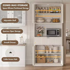 Meuble de rangement haut de cuisine de 178 cm, meuble de rangement en bois cannelé avec étagères réglables, meuble de rangement de salle de bain autoportant