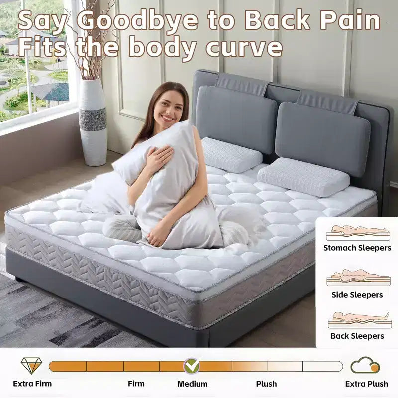 Matelas hybride Okak Modern 12 pouces certifié CertiPUR-US avec mousse à mémoire de forme pour un sommeil confortable, matelas à sensation moyenne