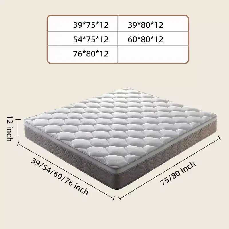 Matelas hybride Okak Modern 12 pouces certifié CertiPUR-US avec mousse à mémoire de forme pour un sommeil confortable, matelas à sensation moyenne