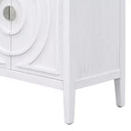 Enfilade rétro Hostack avec motif rainuré circulaire, poignée de porte ronde en métal pour entrée, salle à manger et salon, blanche