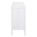 Enfilade rétro Hostack avec motif rainuré circulaire, poignée de porte ronde en métal pour entrée, salle à manger et salon, blanche