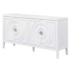 Enfilade rétro Hostack avec motif rainuré circulaire, poignée de porte ronde en métal pour entrée, salle à manger et salon, blanche