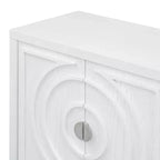 Enfilade rétro Hostack avec motif rainuré circulaire, poignée de porte ronde en métal pour entrée, salle à manger et salon, blanche