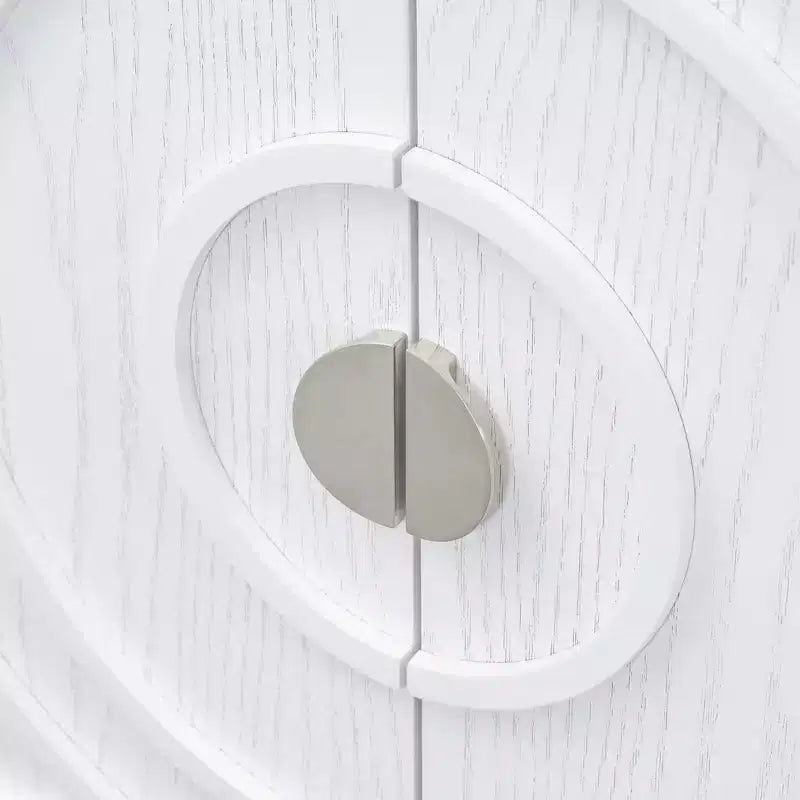 Enfilade rétro Hostack avec motif rainuré circulaire, poignée de porte ronde en métal pour entrée, salle à manger et salon, blanche