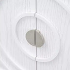 Enfilade rétro Hostack avec motif rainuré circulaire, poignée de porte ronde en métal pour entrée, salle à manger et salon, blanche