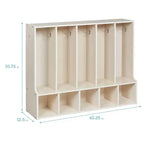 Portemanteau-vestiaire 5 sections avec banc et 5 bacs avant évidés pour tout-petits ECR4Kids Streamline