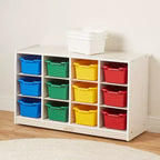 Meuble de rangement mobile ECR4Kids à 12 casiers et 15 bacs Scoop Front, 3x4, mobilier pour enfants