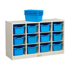 Meuble de rangement mobile ECR4Kids à 12 casiers et 15 bacs Scoop Front, 3x4, mobilier pour enfants