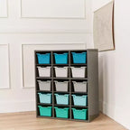 Meuble de rangement 15 casiers ECR4Kids Streamline avec 15 bacs à façade ouverte, 5x3, mobilier pour enfants