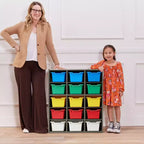 Meuble de rangement 15 casiers ECR4Kids Streamline avec 15 bacs à façade ouverte, 5x3, mobilier pour enfants