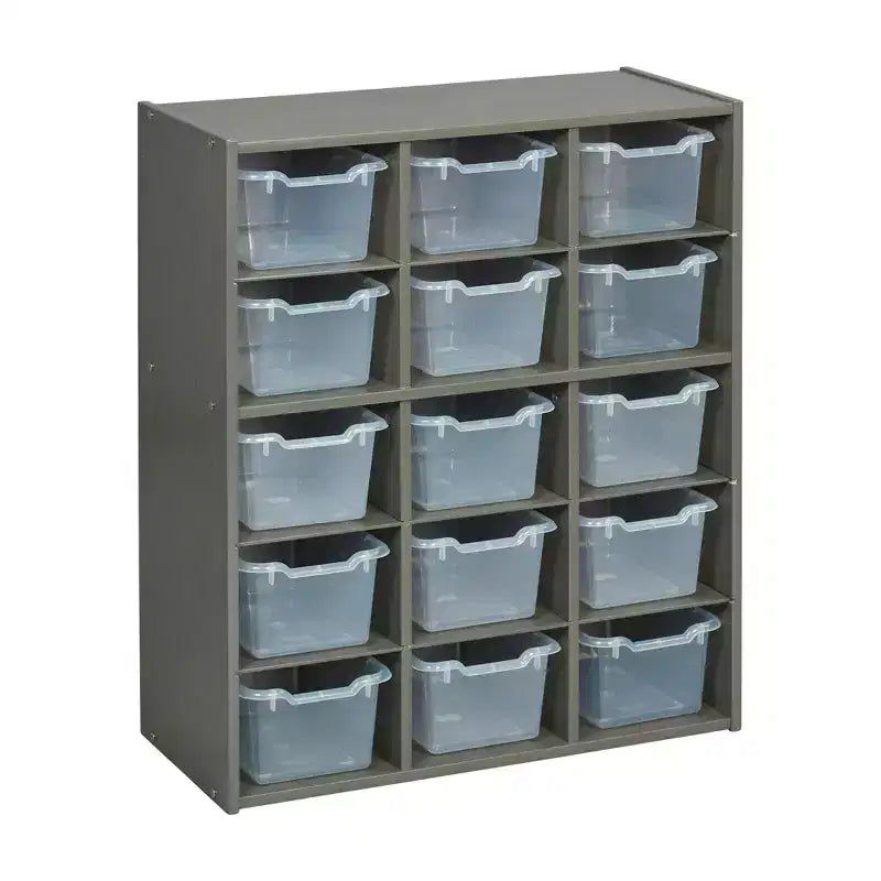 Meuble de rangement 15 casiers ECR4Kids Streamline avec 15 bacs à façade ouverte, 5x3, mobilier pour enfants