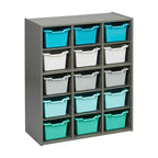 Meuble de rangement 15 casiers ECR4Kids Streamline avec 15 bacs à façade ouverte, 5x3, mobilier pour enfants