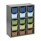 Meuble de rangement 15 casiers ECR4Kids Streamline avec 15 bacs à façade ouverte, 5x3, mobilier pour enfants