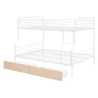 Lits superposés en métal Full XL sur Queen avec 2 tiroirs, cadre de lit superposé robuste pour enfants, adolescents et adultes