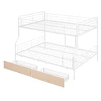 Lits superposés en métal Full XL sur Queen avec 2 tiroirs, cadre de lit superposé robuste pour enfants, adolescents et adultes