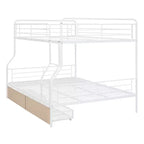 Lits superposés en métal Full XL sur Queen avec 2 tiroirs, cadre de lit superposé robuste pour enfants, adolescents et adultes
