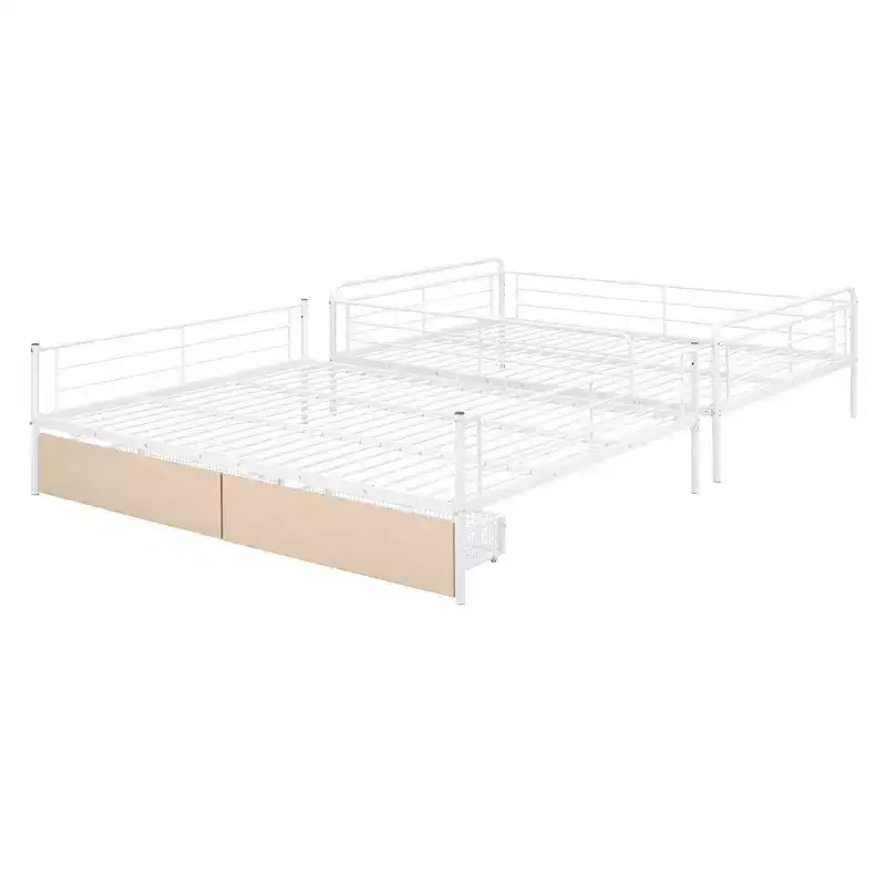 Lits superposés en métal Full XL sur Queen avec 2 tiroirs, cadre de lit superposé robuste pour enfants, adolescents et adultes