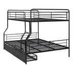 Lits superposés en métal Full XL sur Queen avec 2 tiroirs, cadre de lit superposé robuste pour enfants, adolescents et adultes