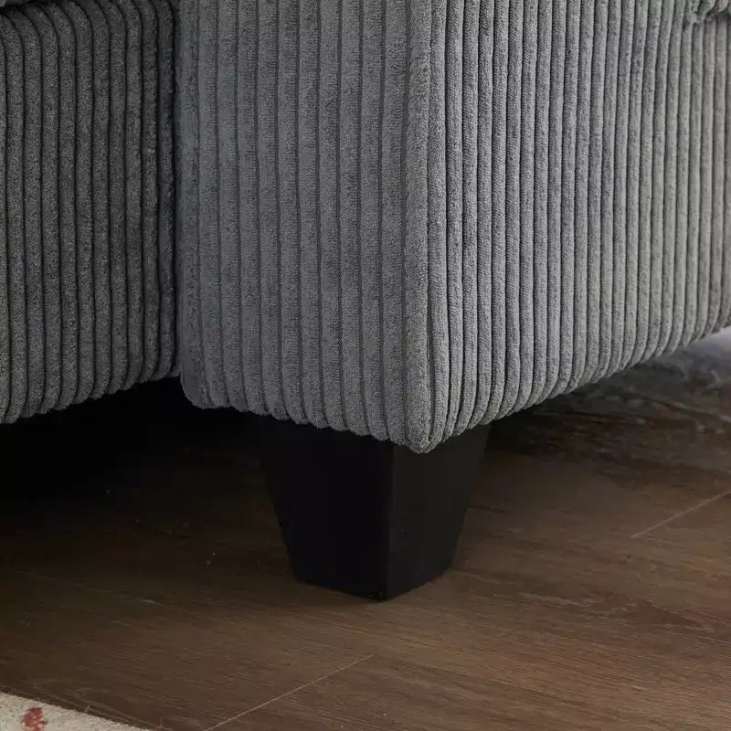 Polibi Causeuse convertible en velours côtelé avec ports USB, porte-gobelets, support de téléphone et rangement pour accoudoir
